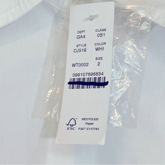 J Crew NWT Fitted Waist Shirt Dress in Cotton Poplin Size 2 in White | Belted - Picture 9 of 14